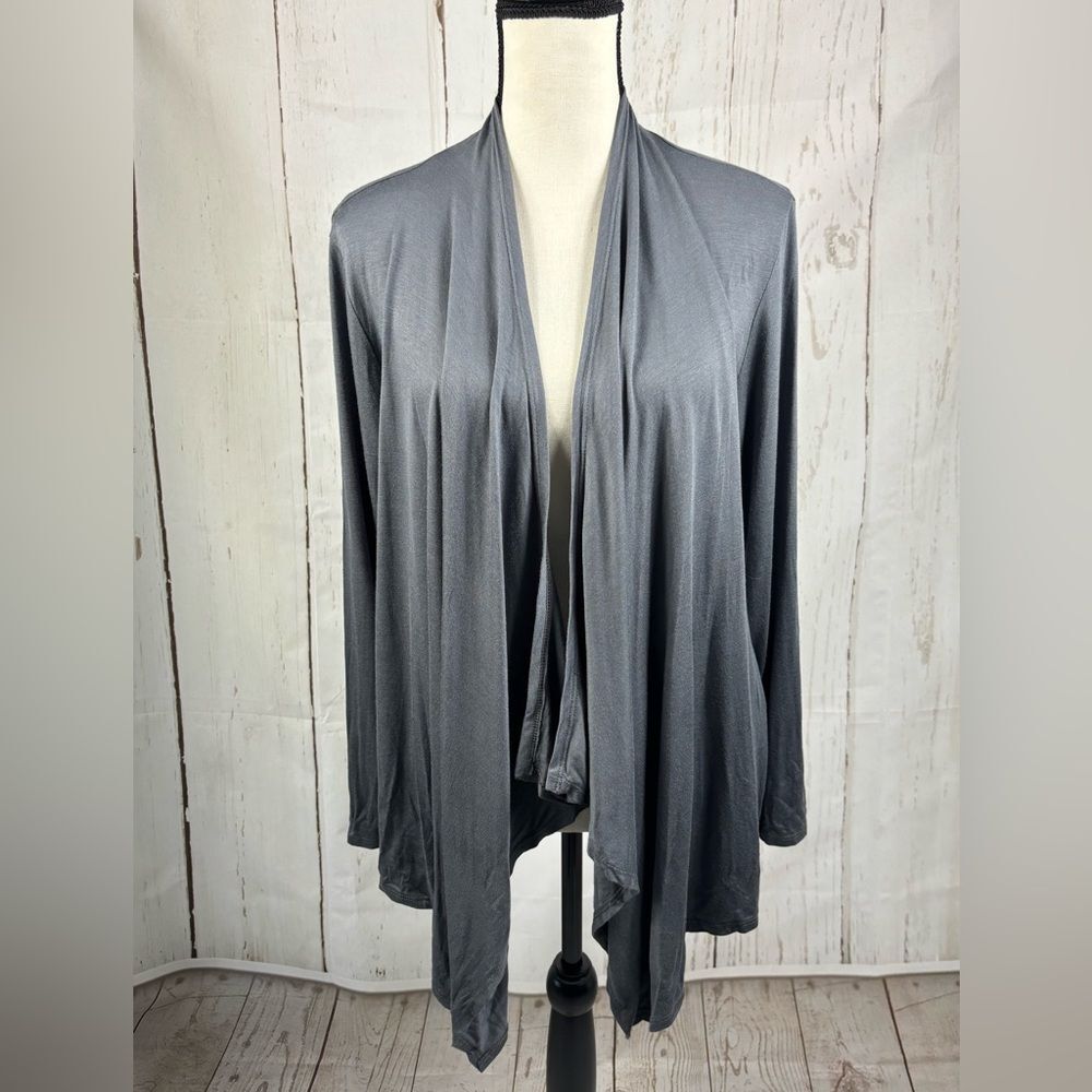 Super Nova Gray Cascading Front Cardigan Soft Rayon Lightweight